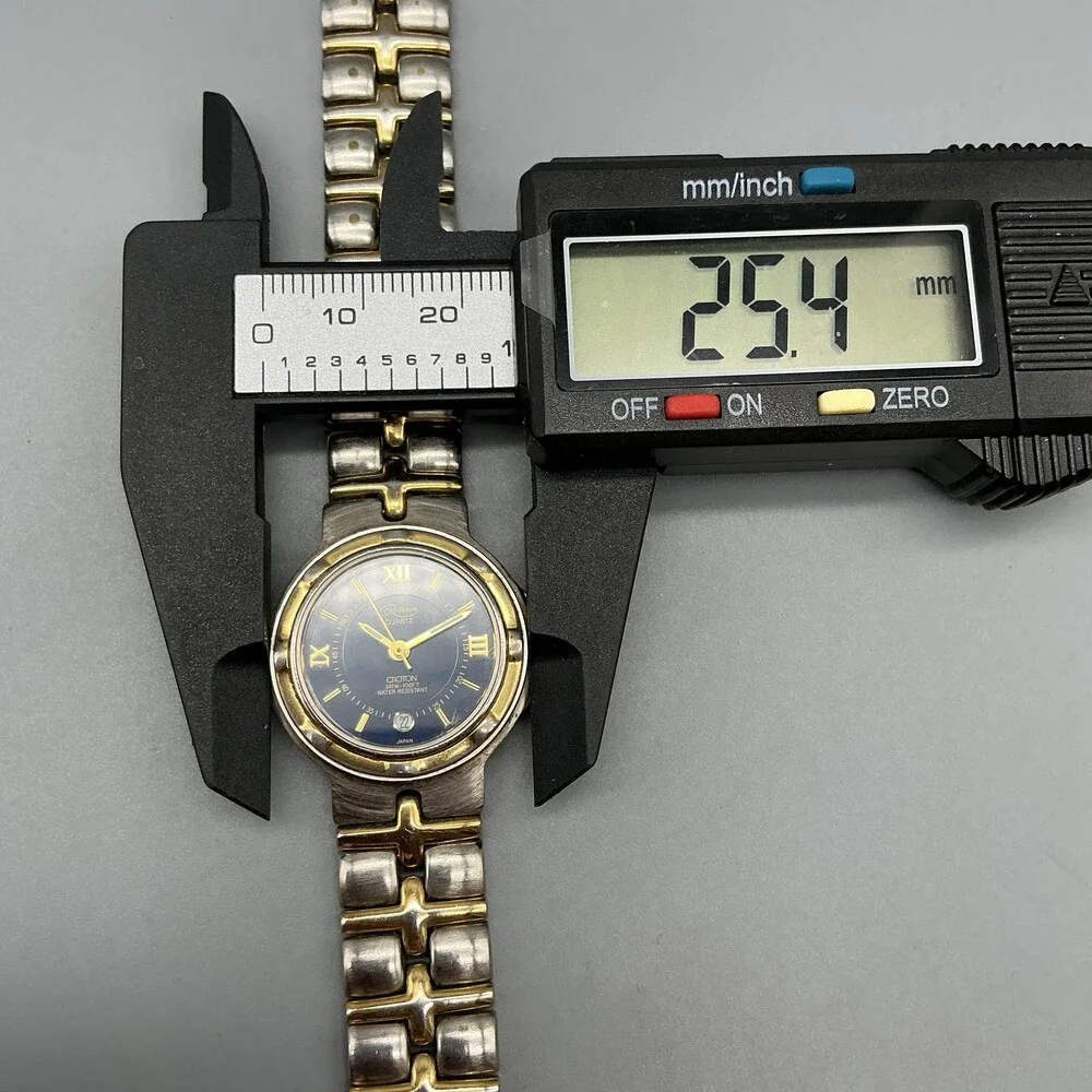 Croton Reliance Womens Watch 25mm Blue Dial Two Tone Bracelet New Battery 6.75